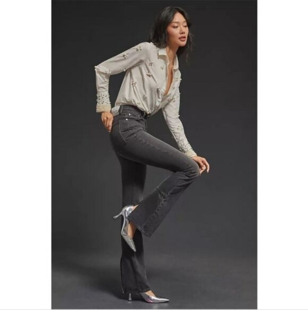 Mother x Snacks The High Waist Wedge Slit Heel Denim Jeans Mouthwatering 26 NWT